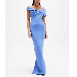 Rachel Gilbert Matteo Gown Maxi Dress Blue Wedding Party Event Cocktail